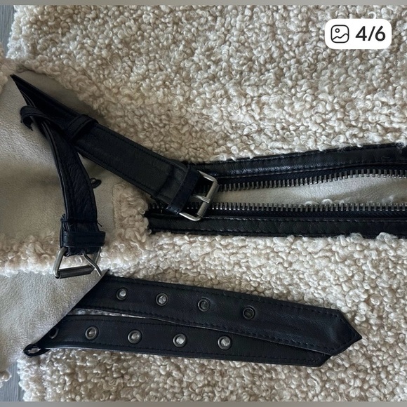 Zara Woman Cream Faux Shearling with Sheep Leather Accents Coat - Picture 3 of 10